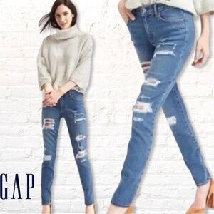 Gap + Pendleton Real Straight Leg Jeans with plaid patches Size 28 Distressed
